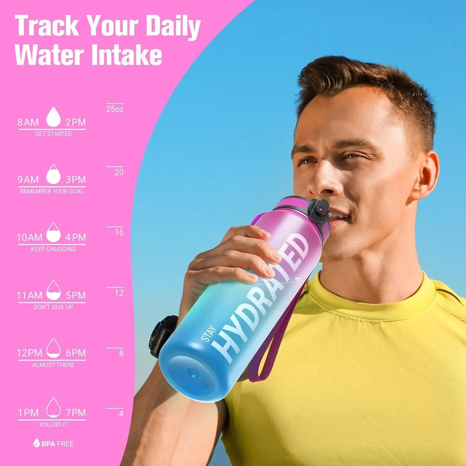 32oz Water Bottle Motivational Sport Water Bottle Leakproof Drinking Bottles Outdoor Sports Travel Kettle Drinking