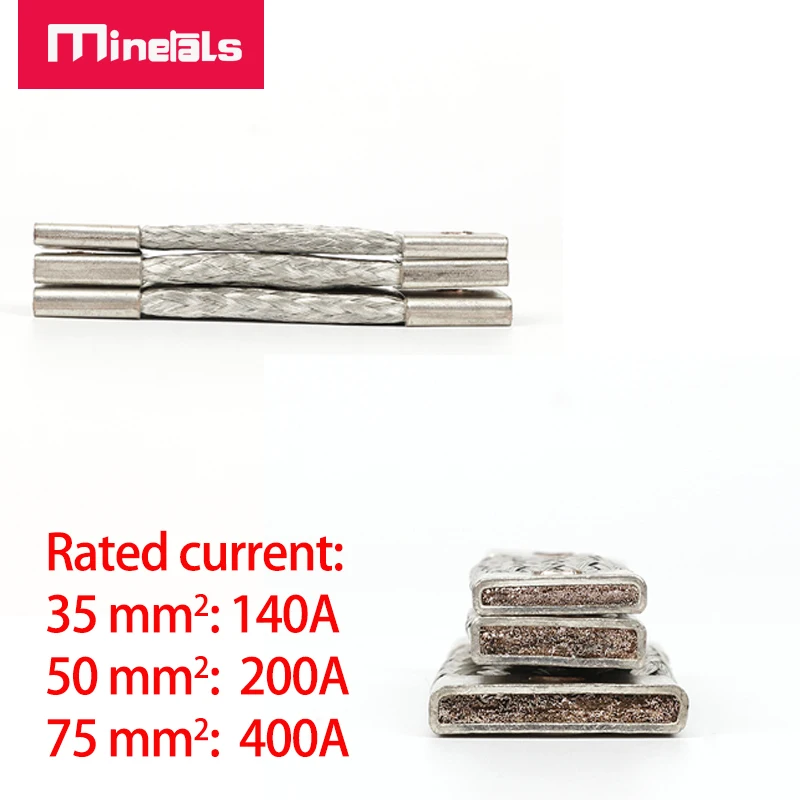 72mm 유연한 버스 바 도금 구리 편조 스트랩 버스 바 M4 M6 M8 M10 커넥터 배터리 밴드, 35mm2 50mm2 75mm2 140A 200A 400A