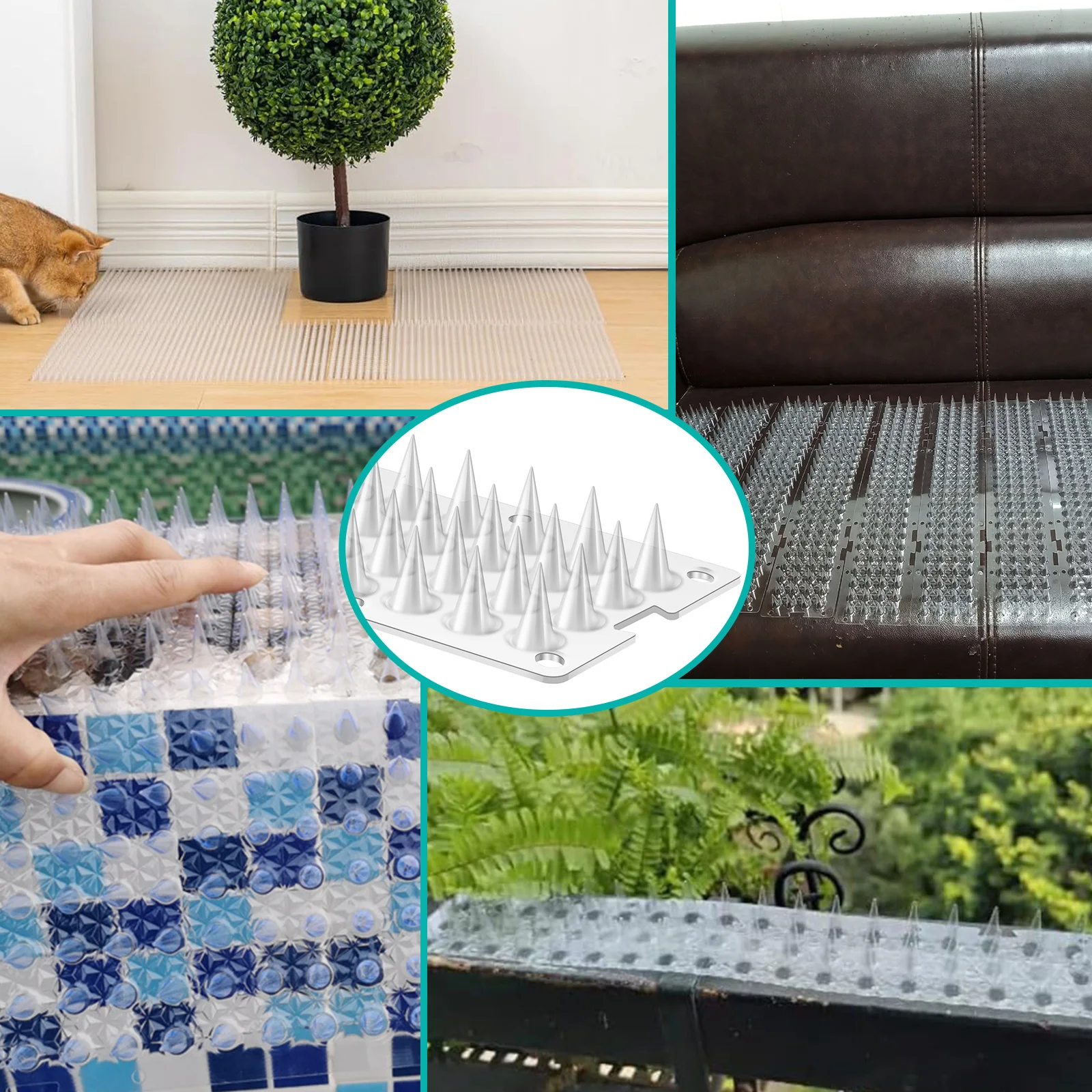 24Pcs Bird Repeller Spikes Plastic Transparent Cat Intruder Deterrent Strip Anti Climb Fence Wall Spikes for Pigeon Squirrel Cat