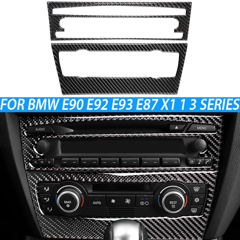

2pcs Car CD Control Console Panel Sticker Carbon Fiber Decal Trim Cover For BMW E90 E92 E93 3 Series 2005-2012 Accessories