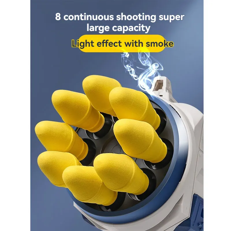 Kids Rocket Launcher Electric Toy Gun Bazooka Shooting with Voice Light Smoke Howitzer Soft Bullet Gun Boys Birthday Gifts 3