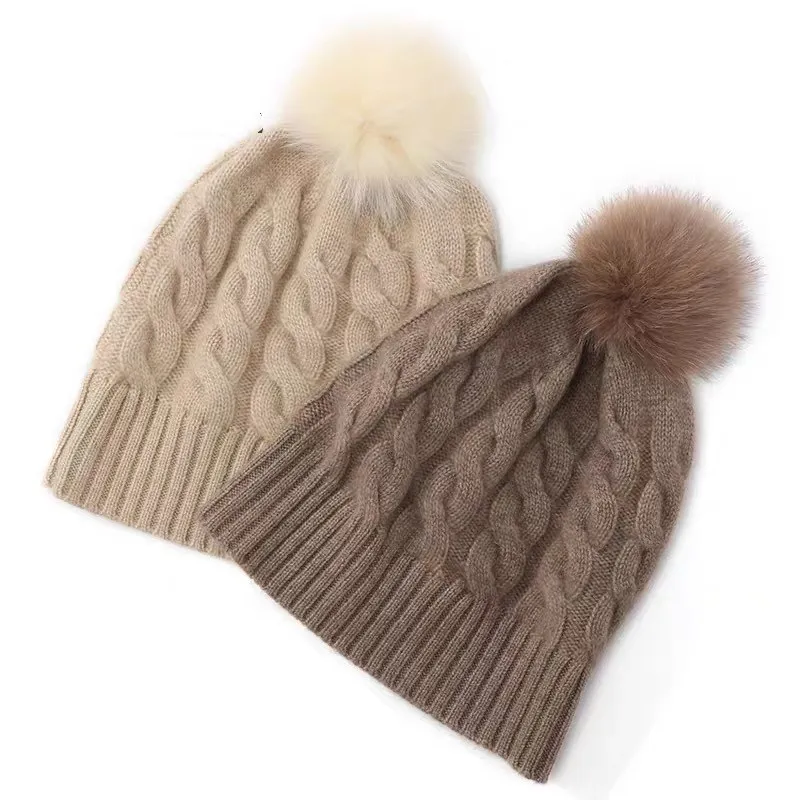 100% Wool Women's Hat Autumn Winter Thick Warm Casual Fashionable Ear Protection Knitted Cashmere Hat ﻿
