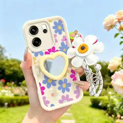 Cartoon Flower Phone Case Set with Lanyard and Craft Embellishments for OPPO Reno 15c (WHITE)