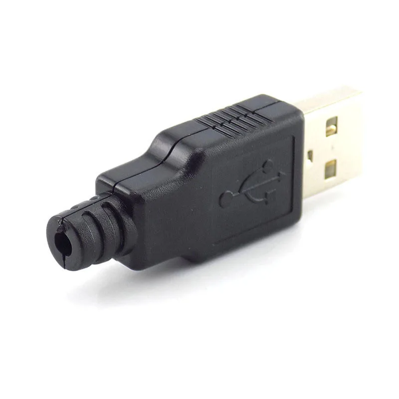 5/10 pz 4 Pin USB 2.0 tipo A maschio presa connettore adattatore con copertura in plastica nera tipo A saldare connettore fai da te H10