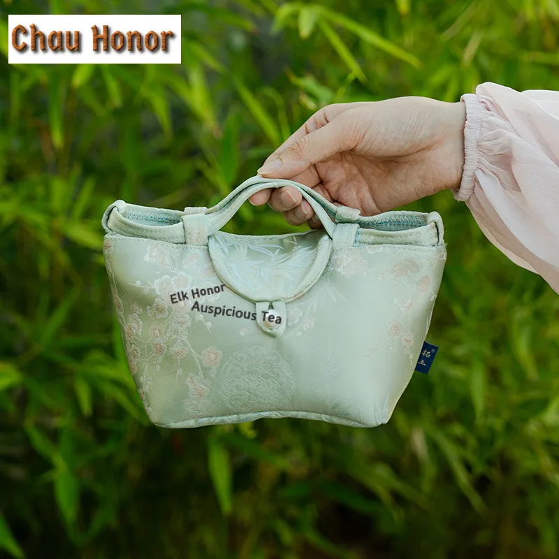 Hand-painted Peach Blossoms Travel Tea Set Kit Creative 1 Pot 2 Cups Tea Brewing Organizer Portable Camping Stock Bags for Tea