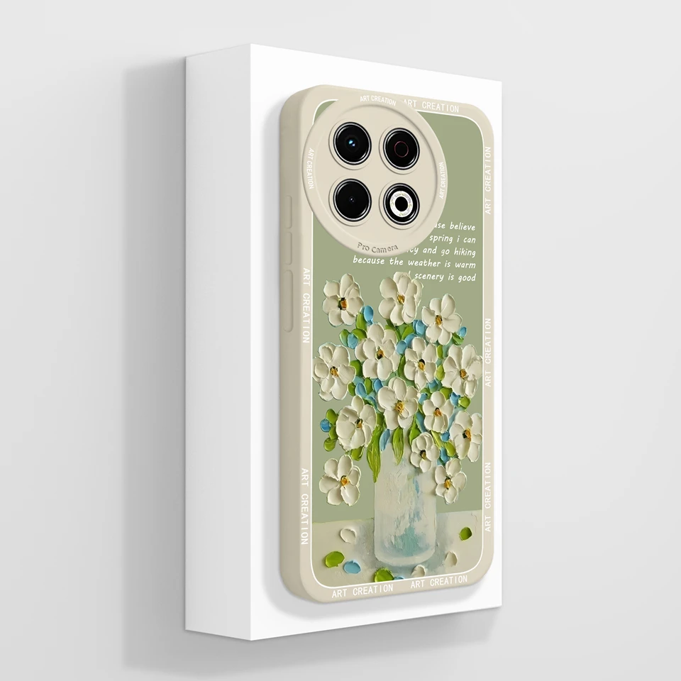 Elegant Flower Design Shockproof Anti-Fingerprint Case with Camera Protection