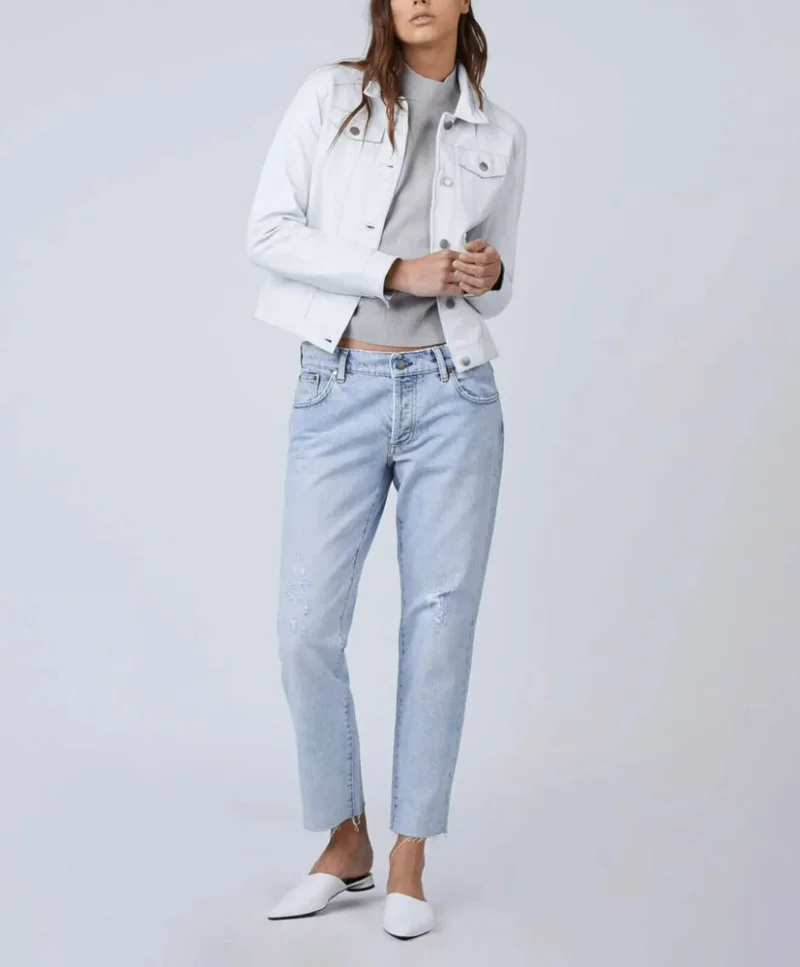 Women White Jacket Real Lambskin Genuine Leather Ladies Trucker Coat Genuine Leather Jacket Women