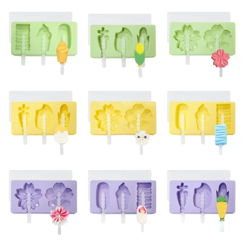 

Силиконовая форма для мороженого, форма «сделай сам» в виде мультяшного льда с крышкой и палочкой, форма для льда, кухонные принадлежности, аксессуары