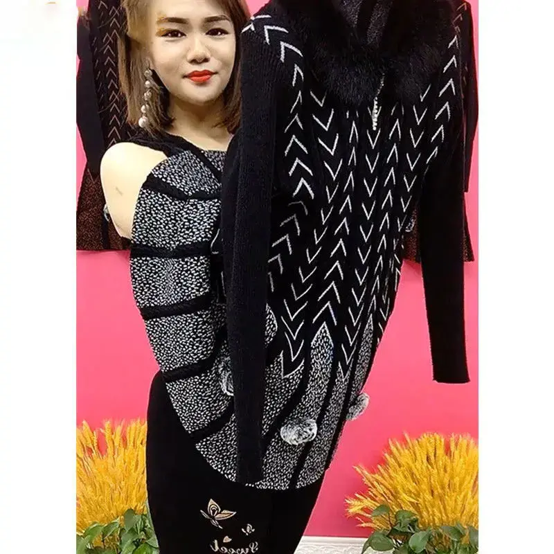 Autumn Winter New Mother Knitted Dress Large Size Thicken Loose Pullover  Female Sweater Dress Mid-length Women Bottoming Shirts - AliExpress