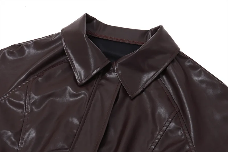 Chaquetas de PU retro con cremallera para mujer, abrigos básicos informales de temperamento sólido de invierno para mujer, chaqueta de cuero de moda de otoño 2025 para mujer