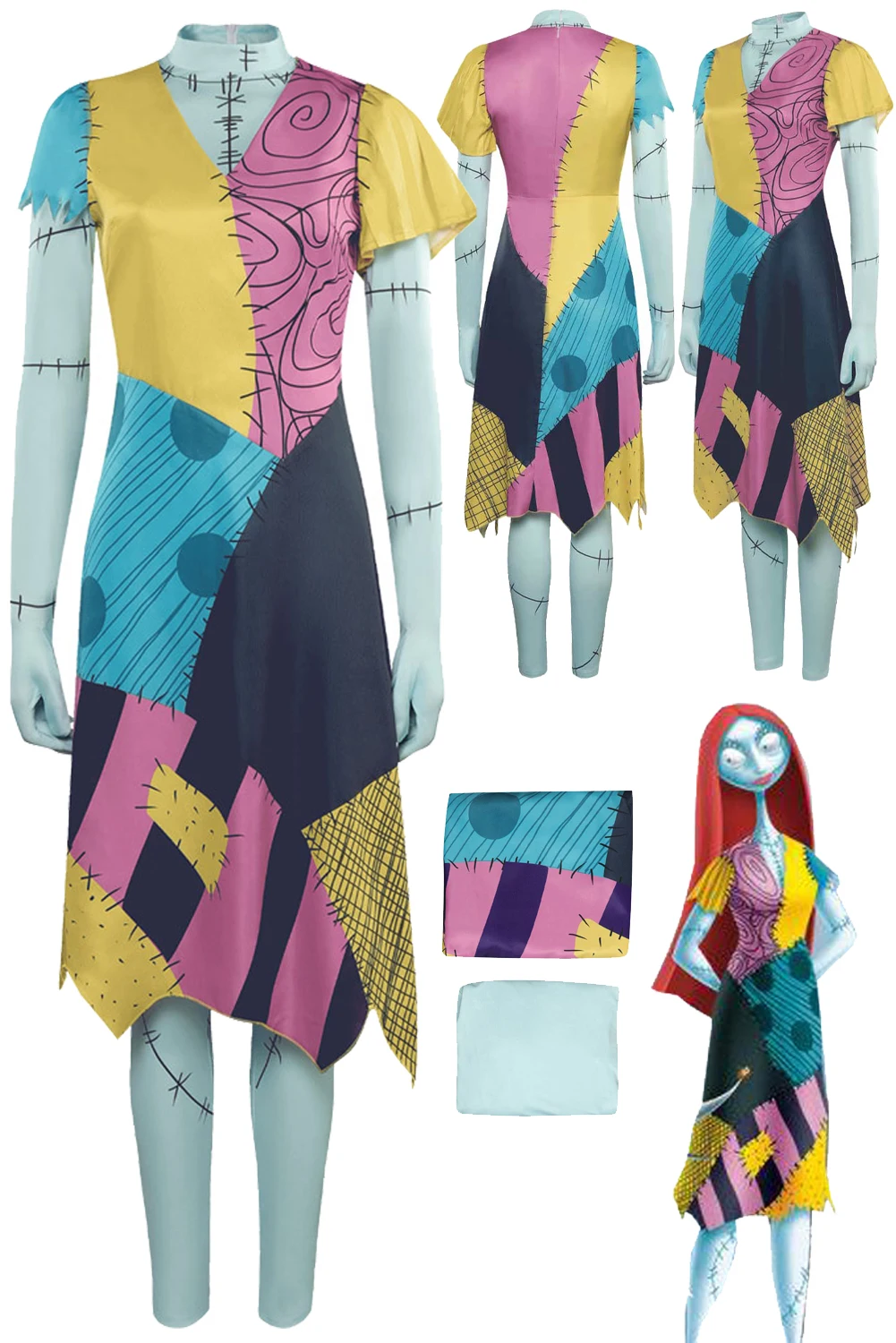 Nightmare Cosplay Before Christmas Sally Role Play Women Costume