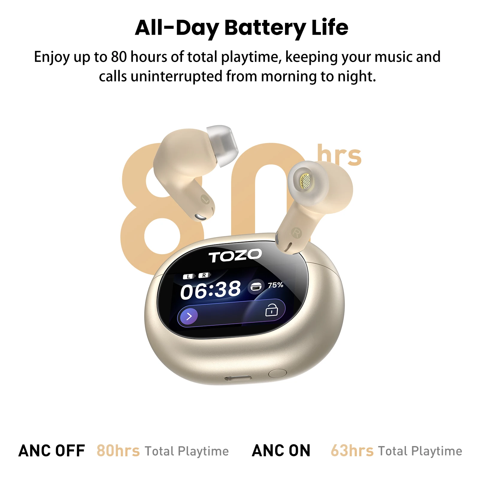 Ürün özellikleriyle gösterilen TOZO NC20 Pro kulaklıklar