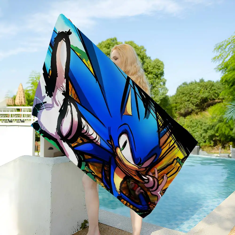 Classic Movie S-sonicS Anime Game Microfiber Beach Towel Absorbent Quick Dry Soft Yoga Swimming Resort Mountain Climbing Towel
