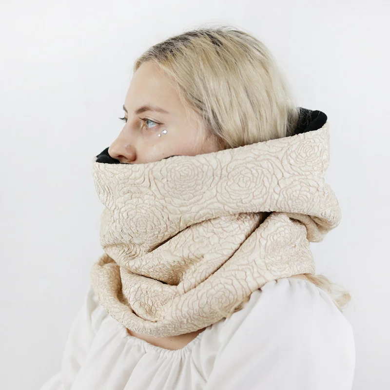 

Hooded Scarf Hat for Women Warm Loose Utility Down Fashion Windproof Snow Padded Hoodies Bonnet Cap head scaves