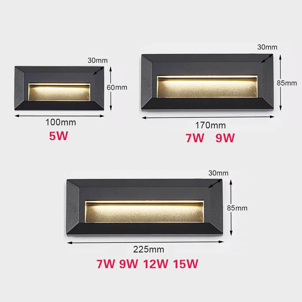 Outdoor Waterdichte Trap Licht Opbouw Muur Lampen DC12V 9W 12W 15W Led AC220V Veranda Balkon Tuin indoor 7W Stap Licht