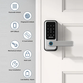 Smart Fingerprint Door Lock Deadbolt Keyless Entry Electronic Digital Locks IC Fob Card Password Front Auto Lock For Home Office 2