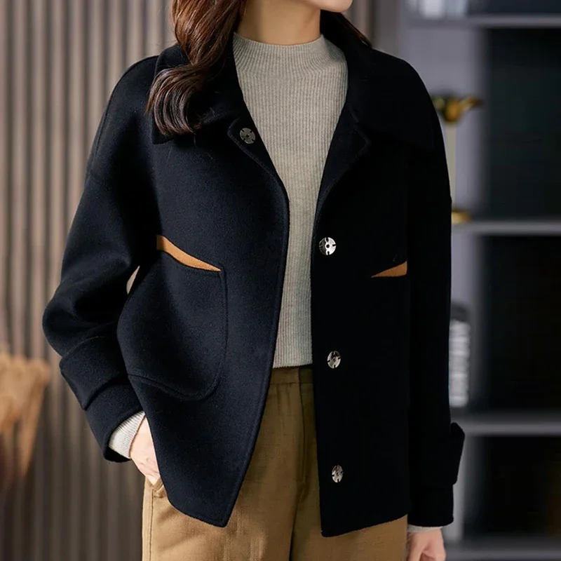 Short Double sided Cashmere Coat Women's 2023 Autumn/Winter New Korean High end Fashion  Woolen Coat