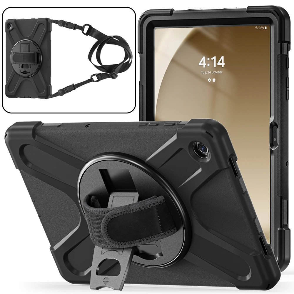 

For Samsung Galaxy Tab A9 Plus Case 11" 2023 SM-X210/X216/X218 Heavy Duty Shockproof Rugged Cover+Kickstand Hand Shoulder Strap