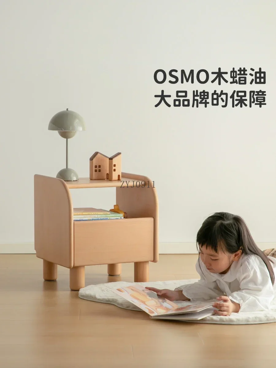 Children's solid wood bedside table Girl bedroom room storage cabinet Baby bedside cute locker