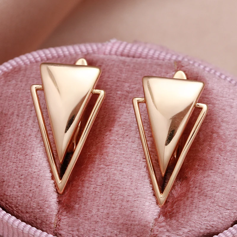 Minimalist Geometric Hip Hop Women's Dangle Earrings 585 Gold Personality Glossy Earrings Unusual Golden Jewelry