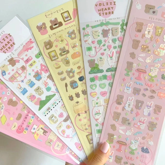 Korean Ins Cartoon Girl Laser Stickers Scrapbooking Decorative Materials  Idol Card Kawaii Deco Stickers Stationery Art