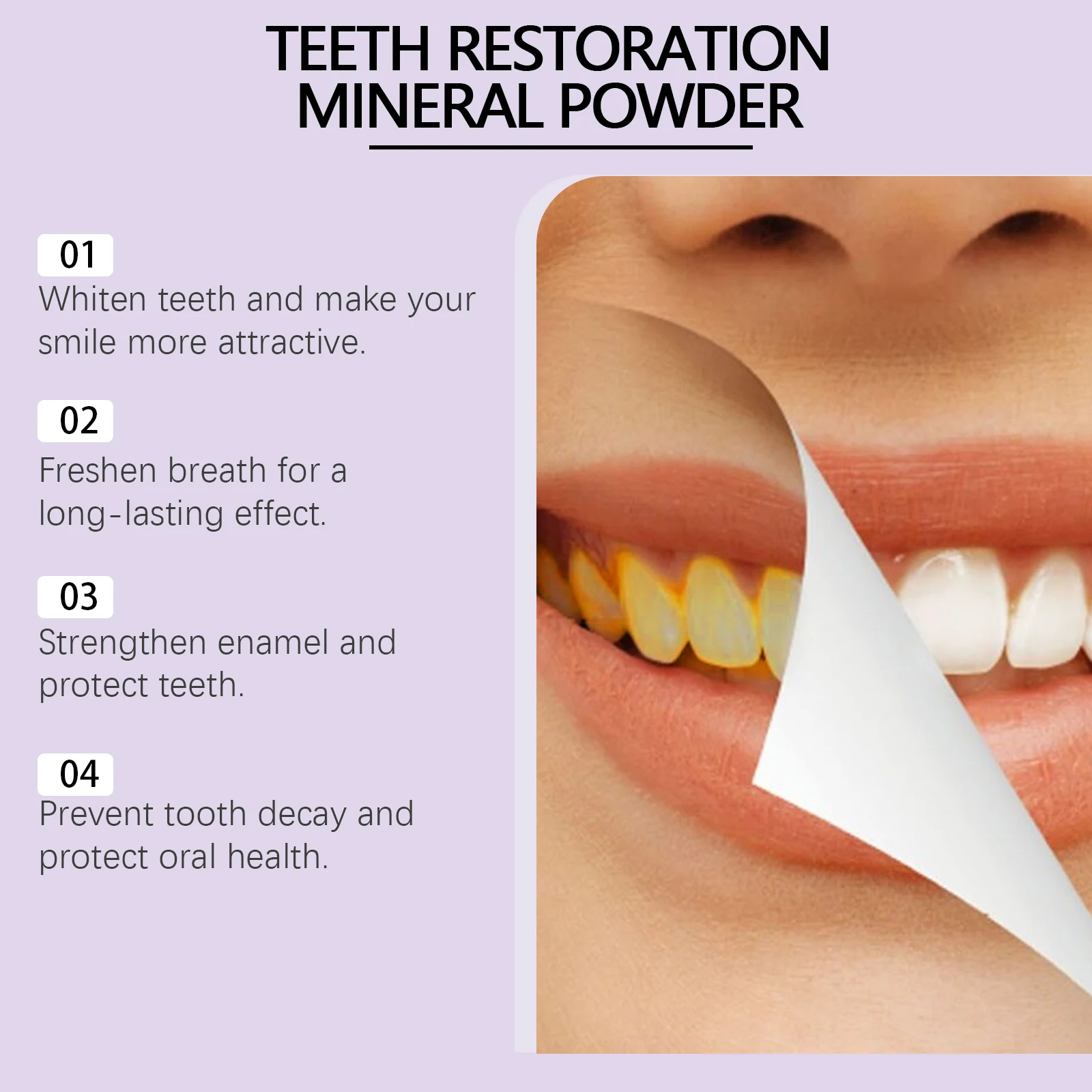 Oralhoe 50g Purple Tooth Whitening Powder Remove Plaque Stains Calculus Bad Breath Yellow Stain Oral Hygiene Cleaning Tooth Care