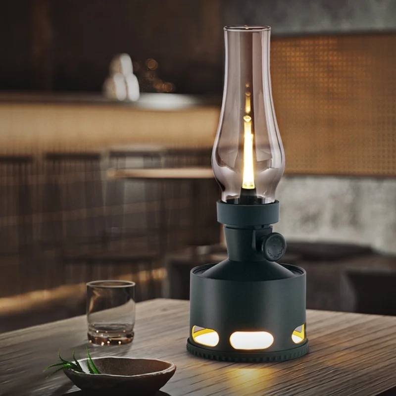 Table Creative Retro Kerosene Old-Fashioned Desktop Atmosphere Dining Table Decoration Wireless Charging Bedside