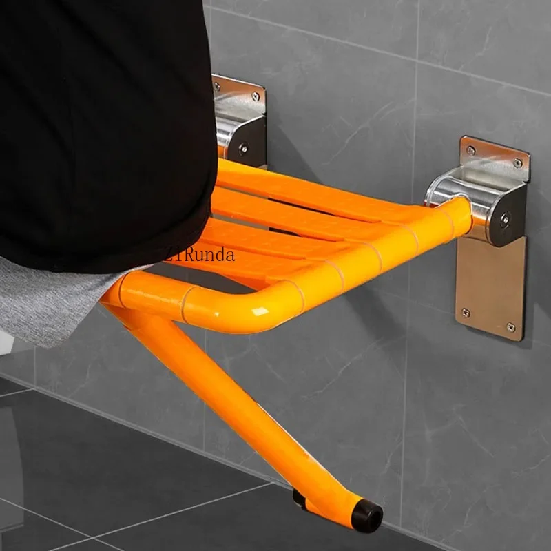 Portable bathroom chair, foldable bathroom interior wall seat, fixed bathroom furniture shower stool 3