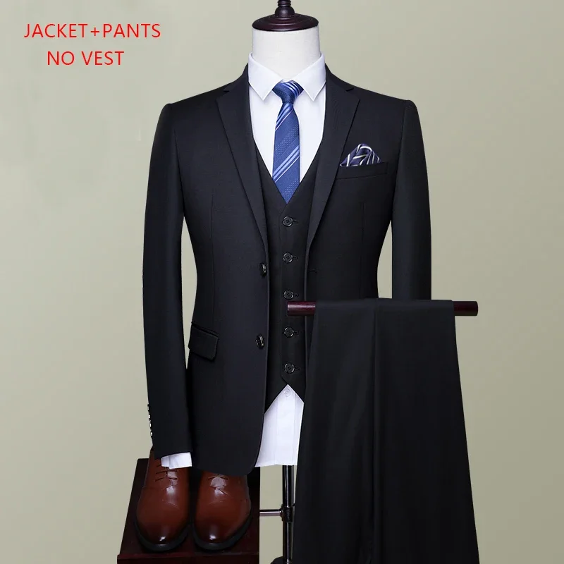 Plus Size Summer Thin Suit Set Men Business Solid Color Slim Wedding Banquet Formal Suits 7XL 8XL 9XL