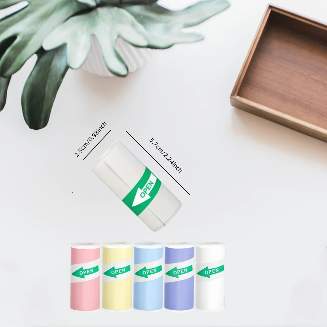 Self-Adhesive Thermal Paper Set - Mini Portable Hot-Sensitive Printer with Cute Face Design, No Printer Needed, 57x25mm