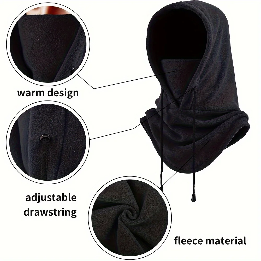 Winter Balaclava Mask Windproof Warm Soft Polar Fleece Cycling Ski Face Cover Thermal Adjustable Neck Cover Motorcycle Mask