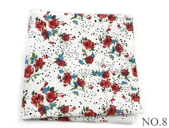 Neue schöne Blumen druck Hankerchief Baumwolle rosa blau lila Taschen tücher für Männer Hochzeits feier täglich tragen Accessoires Geschenk – Detail 9