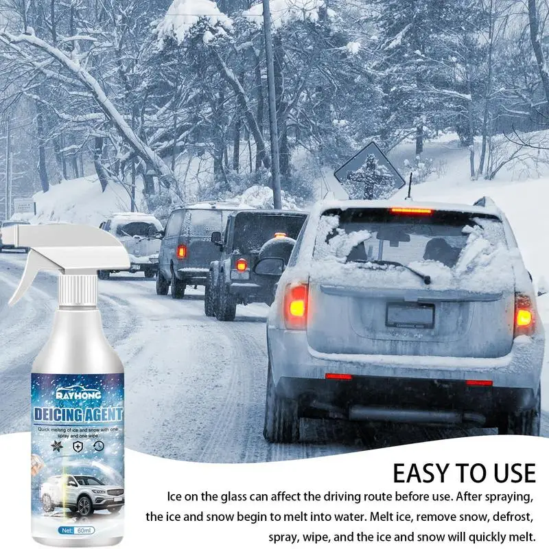 Car Windshield Cleaner 60ml Car Windshield Deicer Defroster Ice Remover Spray Car Window Ice Melting Agent Snow Defrosting Anti-snow Agent