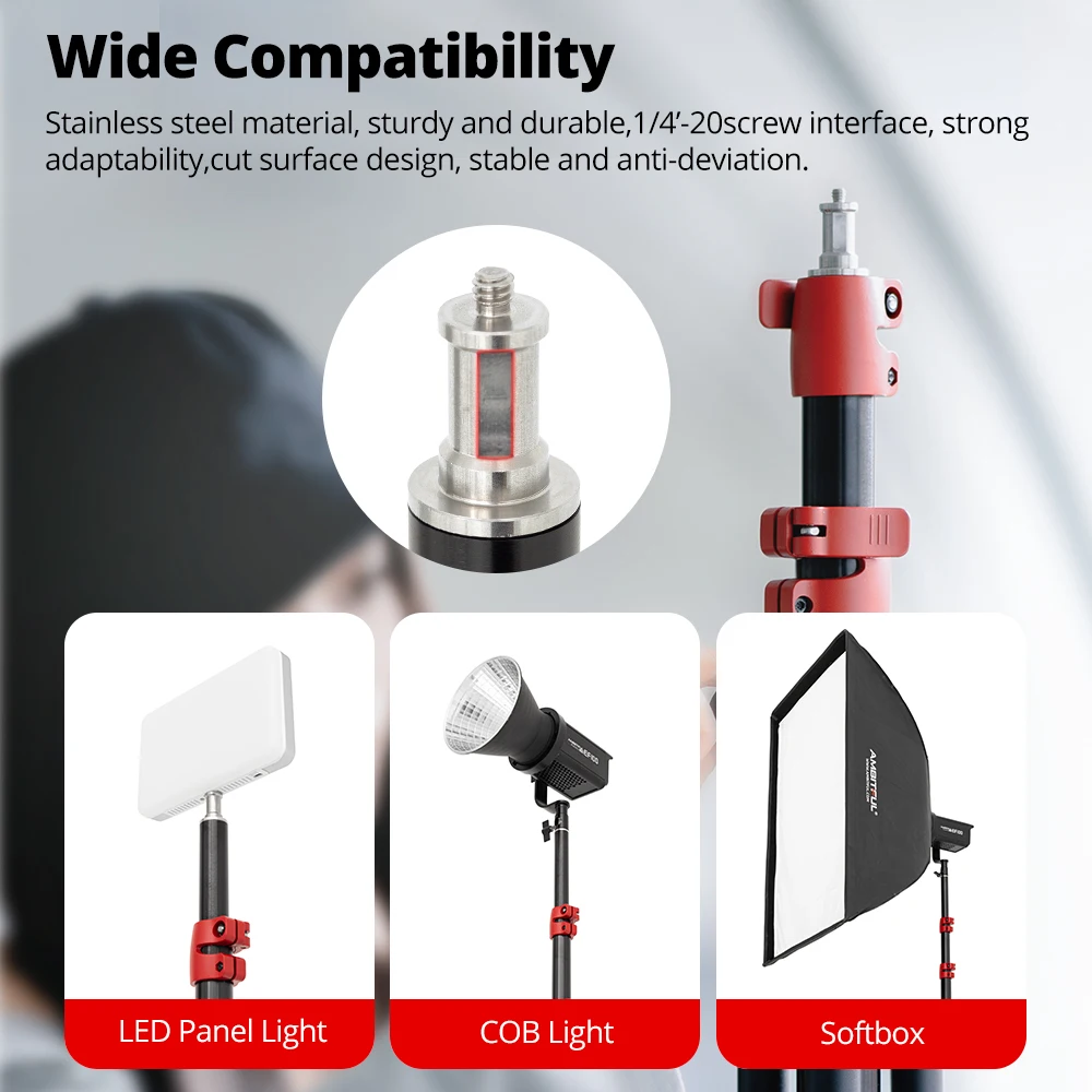 Ambitful GM280 Air Cushioned Light Stand 2.8M Aluminum Alloy Adjustable Heavy Duty Tripod for Studio Live photography shooting