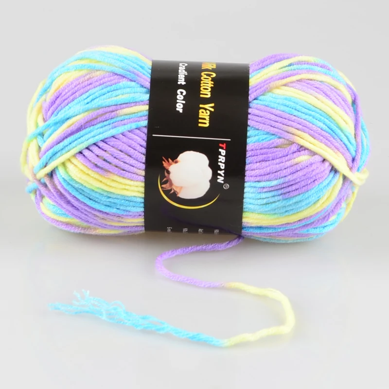 100g=1Pc ColorFul Milk Cotton Yarn Worsted Blended Crochet Yarn Knitting Sweater Scarf 7plys 5