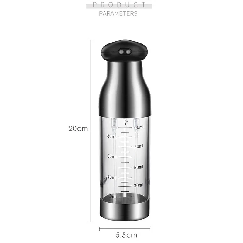 200ml Stainless Steel Double-headed Oil Spray Bottle Olive Oil Vinegar Spray for Salad BBQ Dispenser Cooking Baking Tools