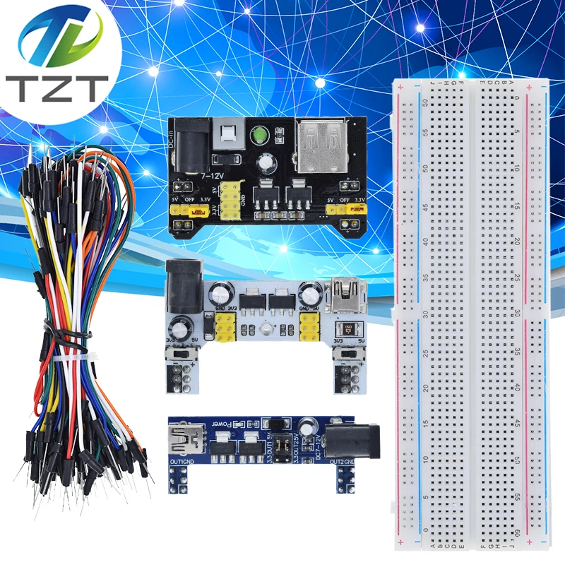 3.3V/5V MB102 Breadboard power module+MB-102 830 points Prototype Bread ...