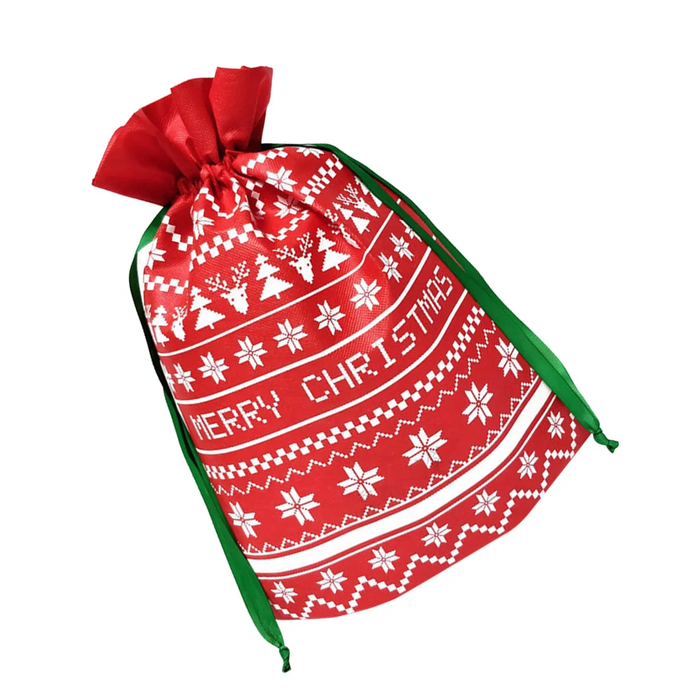

3Pcs Christmas Gift Sack Non- woven Fabric Large Christmas Drawstring Gift Bags Christmas Goodie Bags Gift Pouches for