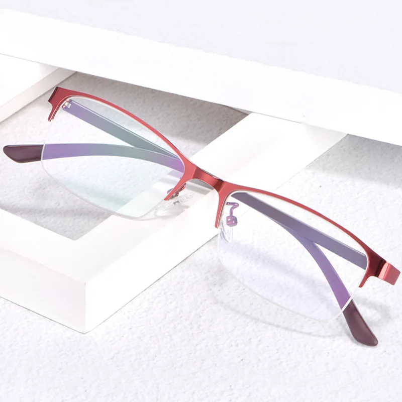 Myopia Glasses Women Fashion Glasses Metal Half Rim Oval Eyeglass Frame For Prescription Lenses Reading Multifocal images - 6