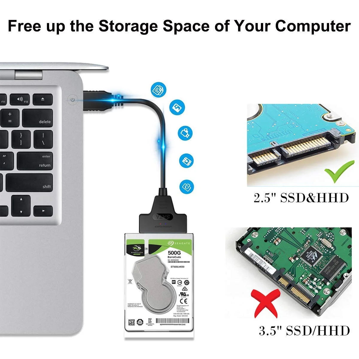 do leitor 2.0 hdd ssd do cabo de usb sata para opcional