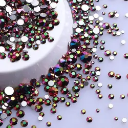Versatile Mix Size Glitter Glass Rhinestones - Silver Bottom, Non - Hotfix, Perfect for Nail Art and Clothing Embellishment (Rainbow Rose Gold)
