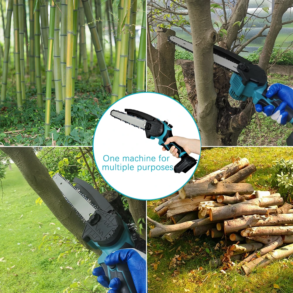 8 Inch Brushless Cordless Oil Electric Chain Saw Rechargeable Garden Wood Logging Pruning Saw Power Tools For Makita 18V Battery 6