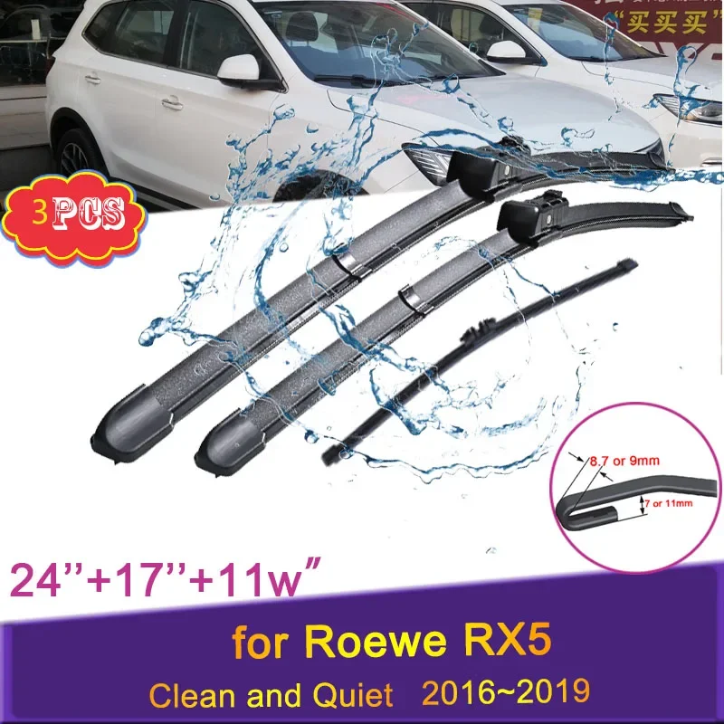 

3X Car Wiper Blades For Roewe MG RX5 2016 2017 2018 2019 Front and Rear Windshield Windscreen Wipers Auto Exterior Accessories