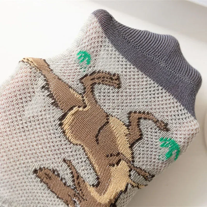 Children's Socks Boy Dinosaur Pattern Socks Comfortable and Breathable Casual and Soft Child Anti-slip Leggings Clothing 5 Pairs