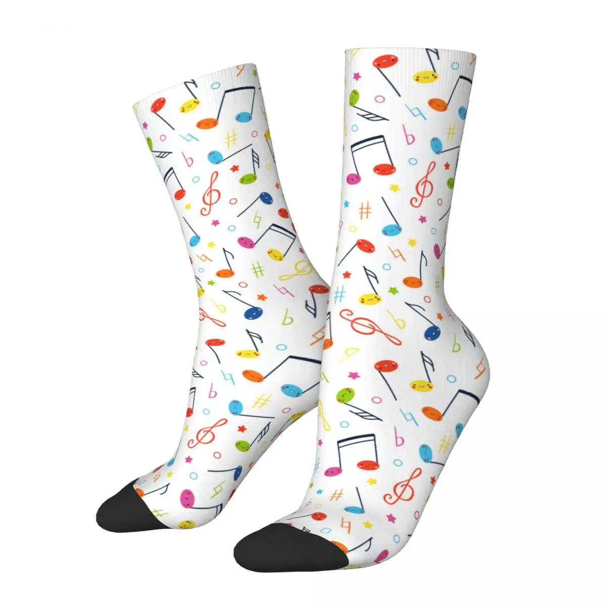 

Cool Colorful Cartoon Cute Music Notes Soccer Socks Musical Polyester Long Socks for Unisex Breathable