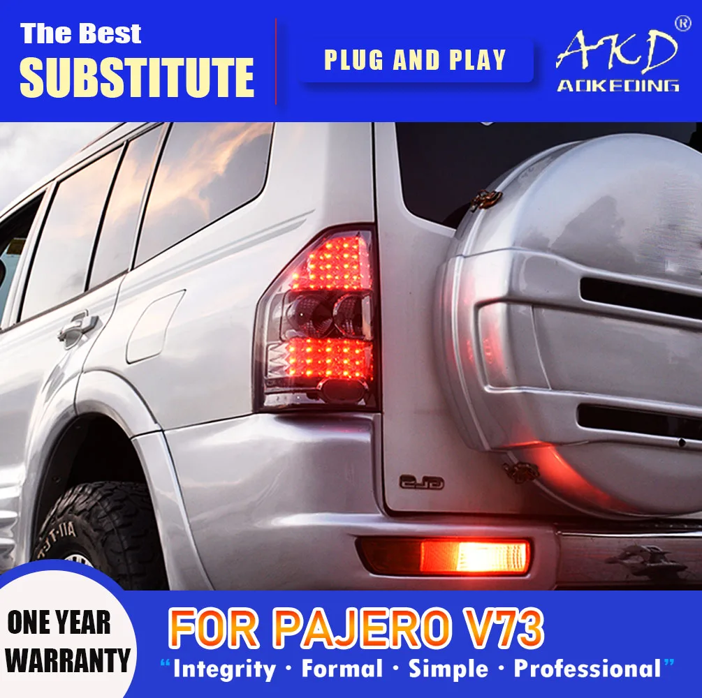 

Задняя фара AKD Pajero V73 светодиодный Tail 2004-2014 V75 V77 V87, задний противотуманный тормоз, сигнал поворота, автомобильные аксессуары