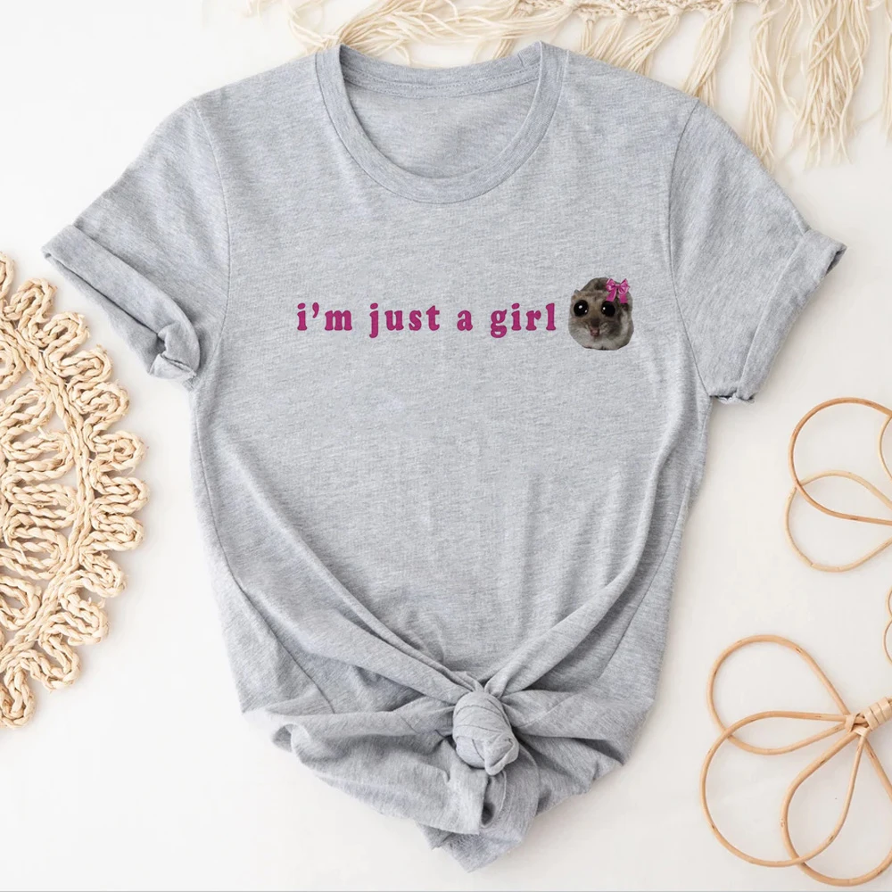 

Футболка с грустным хомяка, женская дизайнерская футболка с рисунком манга, Женская одежда из японского аниме