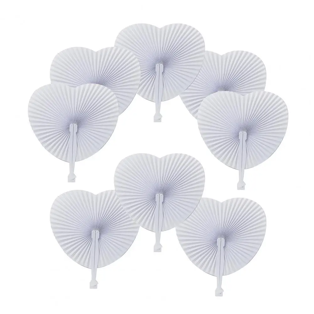 Customizable Paper Fan Personalized Paper Fan Set of 5 Love Heart Folding Fans Diy White Hand Held Fans for Summer Dance