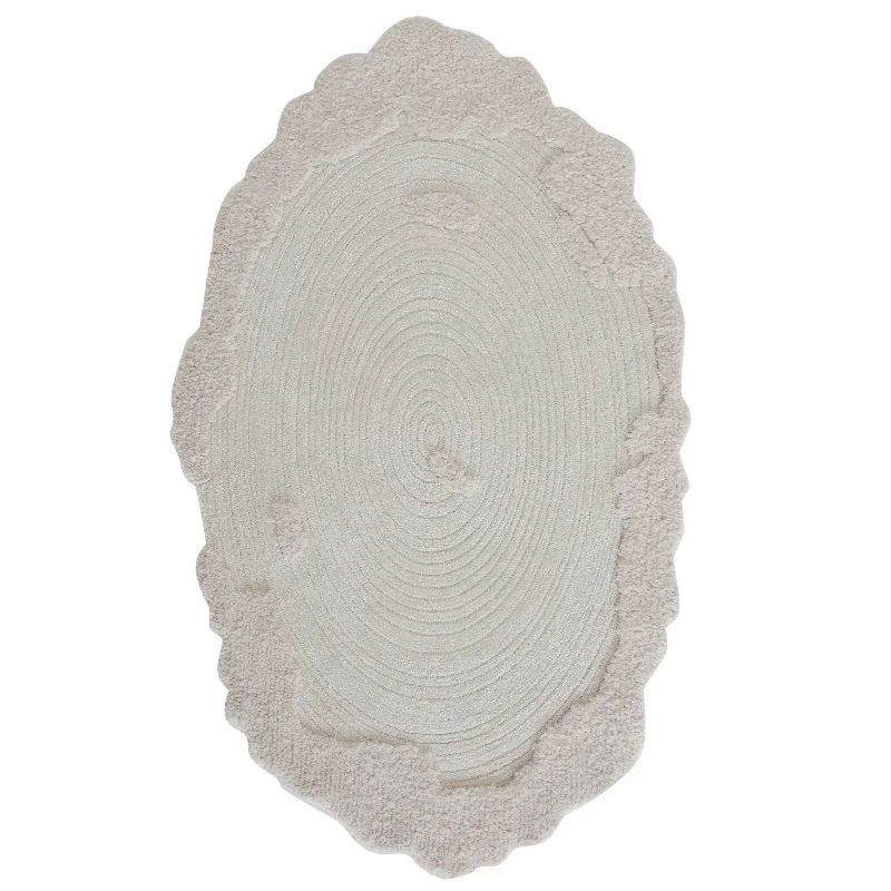 

Moxi Handmade | Frost Fleece MOSSY White Irregular Bedside Carpet Collection Grade High Grade Wool