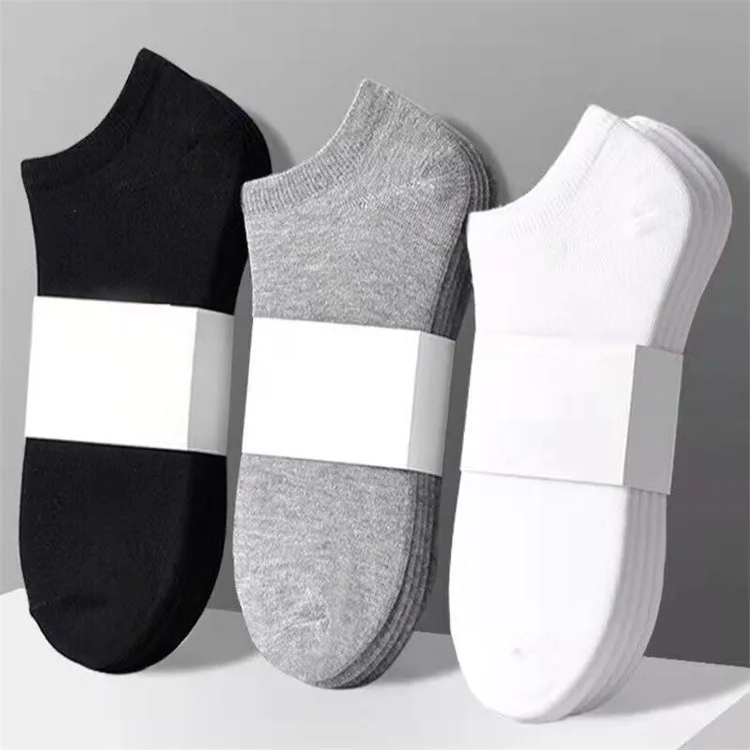 5 쌍/낮은 흑백 회색 남성 양말 남성 남성 양말 통기성 스포츠 양말 남성 짧은 양말 여성 양말 EU37-43